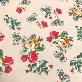 Stretch Cotton Sateen PINK FLOWERS