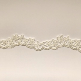 Corded Lace Small Flower Trim IVORY