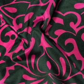 Stretch Cotton Print BLACK / CERISE