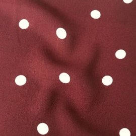 Very Lightweight Polka Dot Crepe WINE / IVORY