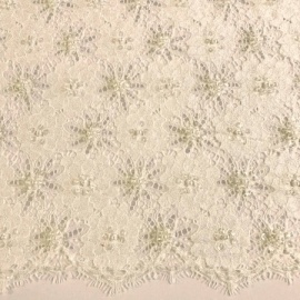 Embroidered Nylon/Cotton Tulle - Dainty Floral Lace - Ivory
