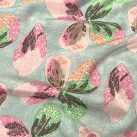 Lightweight Printed Satin PINK / AQUA