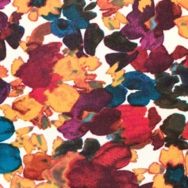 Printed Flowers Chiffon RED / TEAL