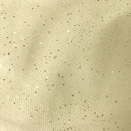 Wyla Confetti Glitter Dot Tulle Fabric White Silver