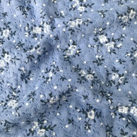 Textured Floral Polyester Jersey CORNFLOWER
