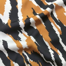 Very Lightweight Printed Satin BLACK / OCHRE