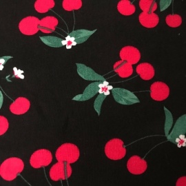 Viscose Print Cherries BLACK / RED