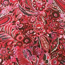 Viscose Print Mixed Flower RED / LILAC